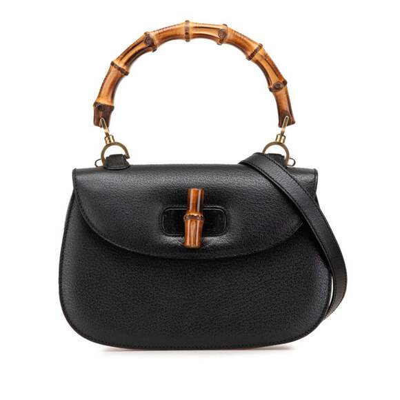GUCCI Handbags - Gucci Bamboo Handbag/Shoulder Bag 2WAY 000 926 0633 Black Leather Women's GUCCI